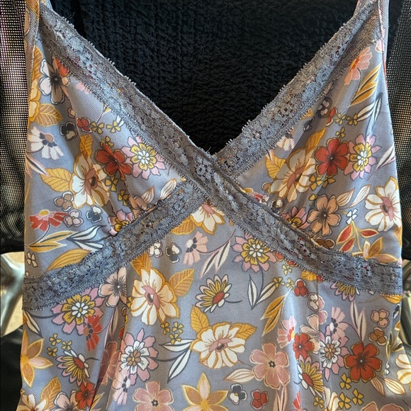 Lace Floral Slip Dress Womens M mesh overlay babydoll whimsy goth Fairy 90’s Y2K - Picture 6 of 12